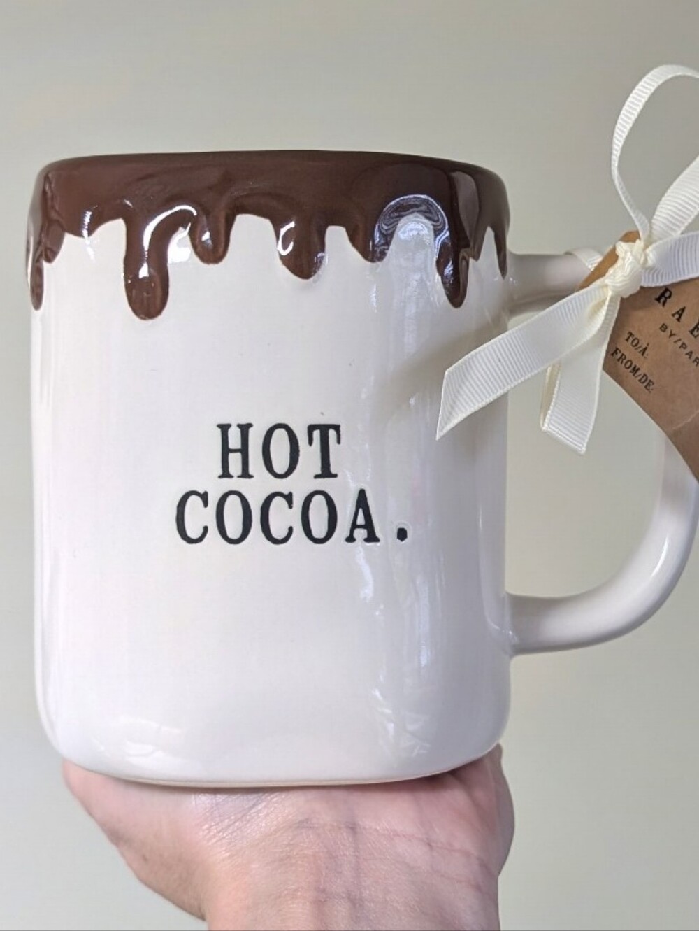 Rae Dunn HOT COCOA Mug with Embossed Chocolate Drip Design 🍫🤎